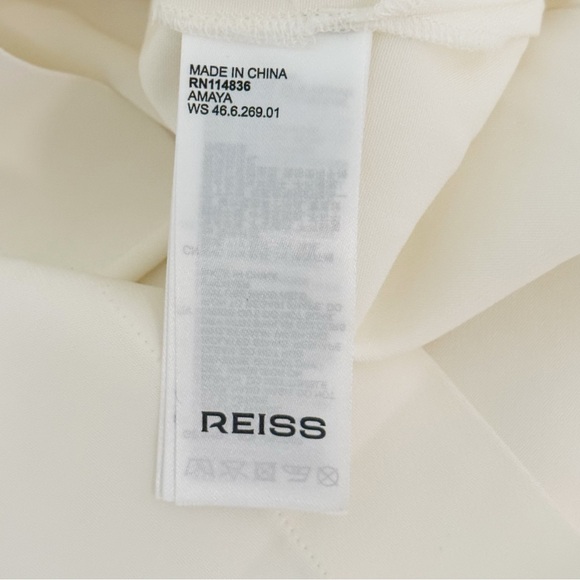 REISS Women’s Ivory Rib Mix Woven AMAYA Tee Mock Neck Ribbed Details Size 6 - Picture 7 of 8
